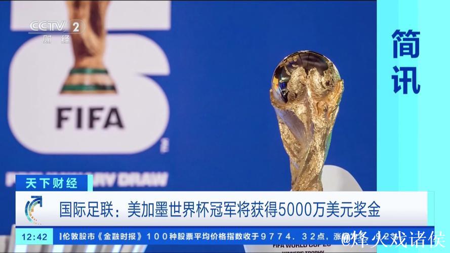 国际足联:美加墨世界杯冠军将获得5000万美元奖金 国际足联:美加墨世界杯冠军将获得5000万美元奖金